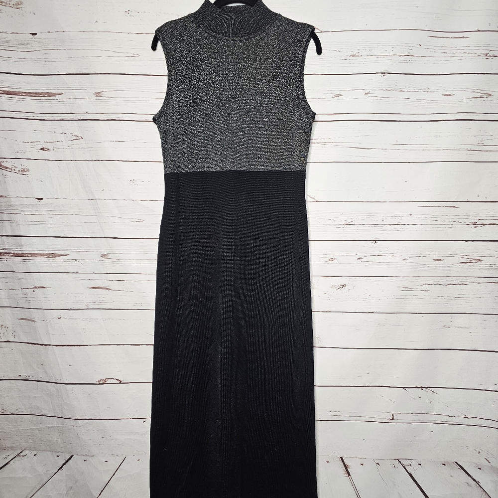 Vintage Carole Little Wool Blend Shimmer Sweater Maxi Dress
